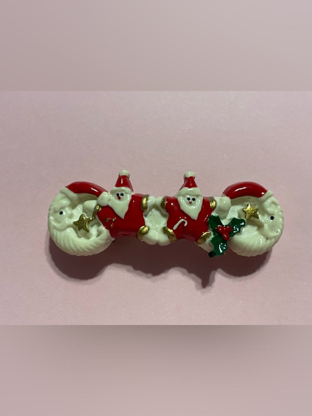 Christmas Santa Moon Plastic Painted Barrette #9182
